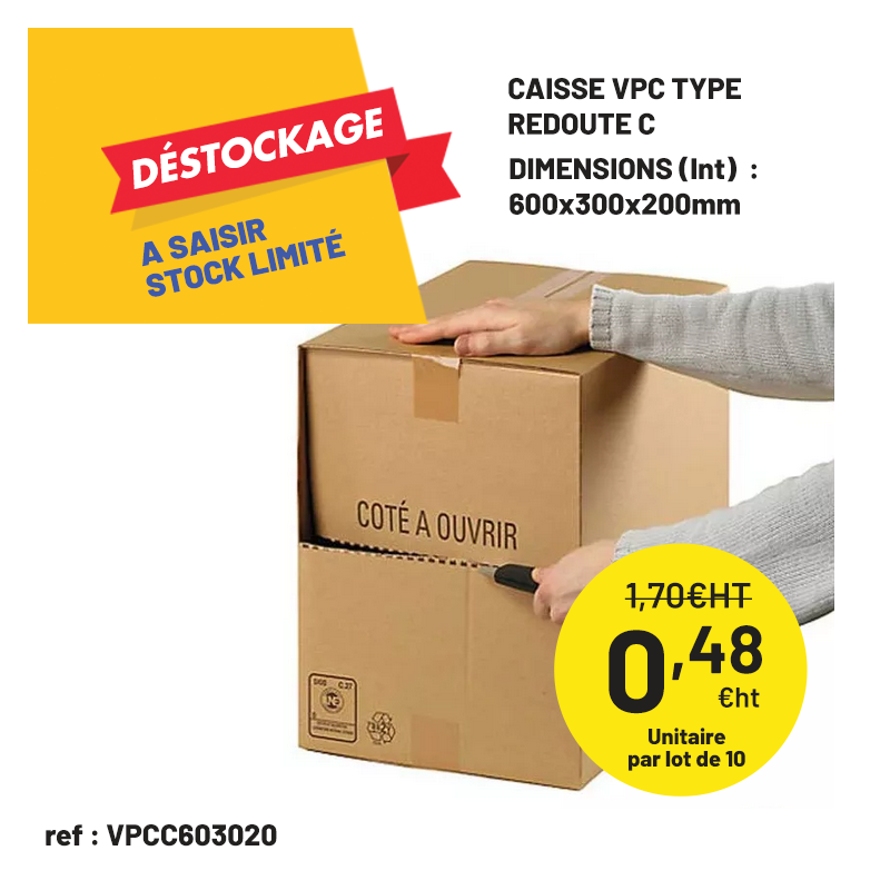 Déstockage : Caisse Picking type redoute C 600x300x200mm