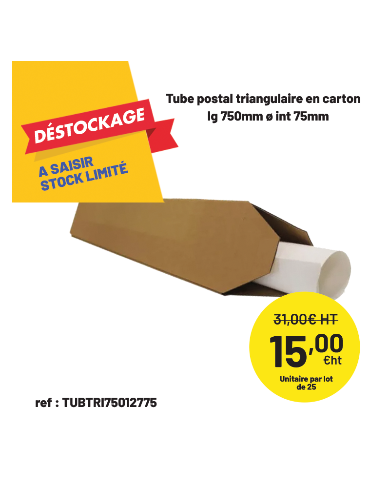 Tube postal triangulaire en carton Lot de 25
