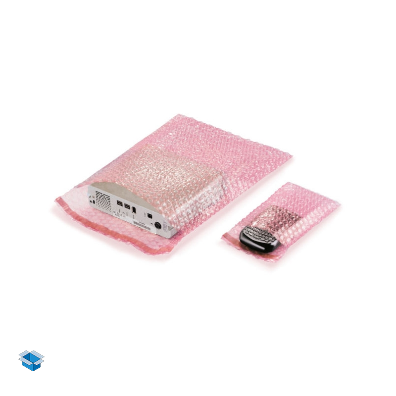 Sachet film bulles antistatique avec fermeture adhésive.