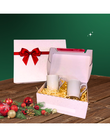 Elégante boîte cadeau ornée d'un nœud rouge avec une finition d'impression haut de gamme