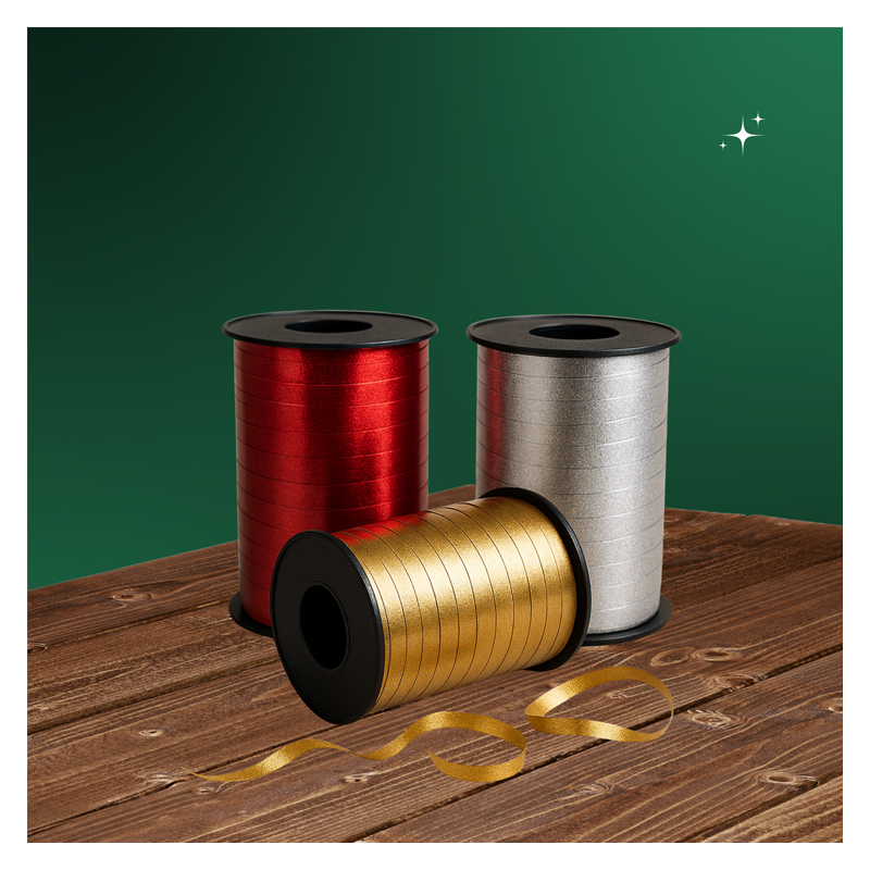 Bolduc rouge, or et argent pour embellir vos colis de noël