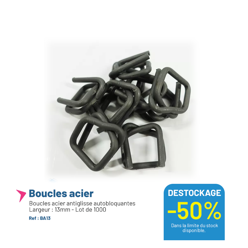 Boucle acier antiglisse - Lot de 1000