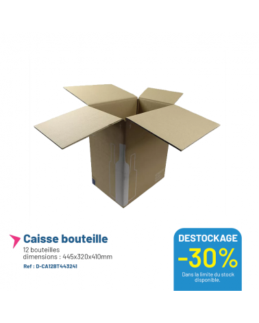 Caisse carton pour 12 bouteilles - Lot de 10