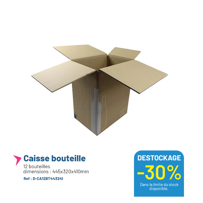 Caisse carton pour 12 bouteilles - Lot de 10