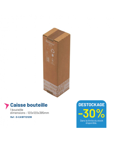 Caisse carton pour 1 bouteille - Lot de 20