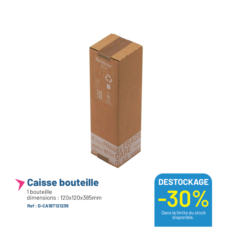 Caisse carton pour 1 bouteille - Lot de 20