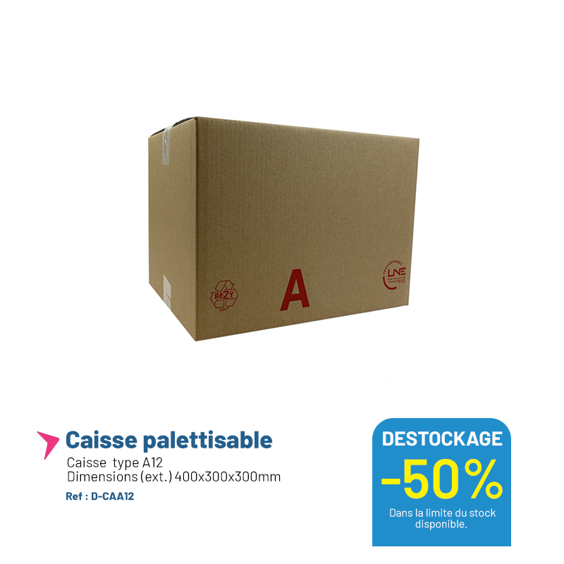 Caisse carton type A12 - 400x300x300mm - Lot de 20