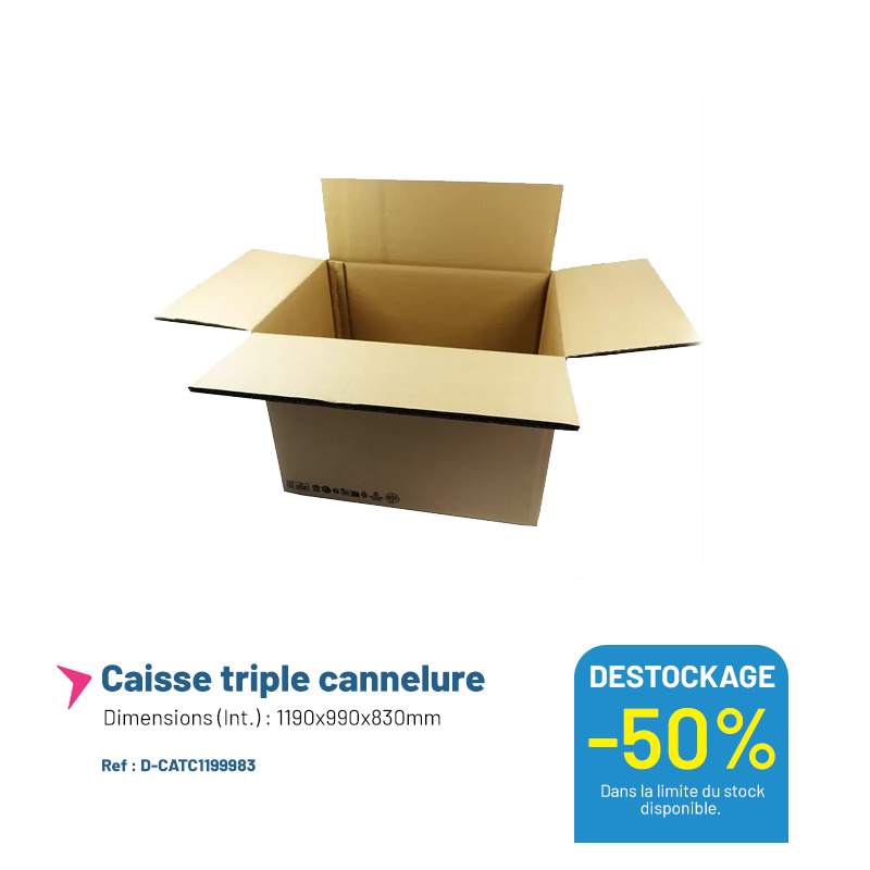 Caisse carton triple cannelure - 1190x990x830mm - Lot de 8