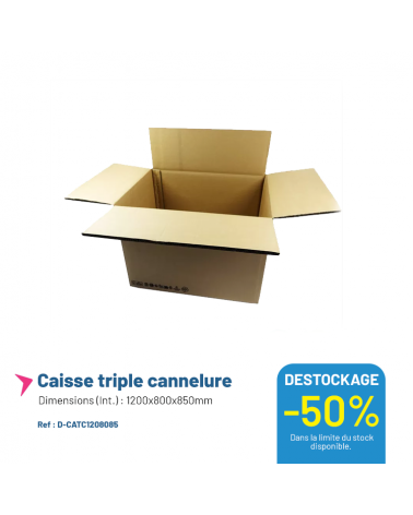 Caisse carton triple cannelure - 1200x800x850mm - Lot de 8