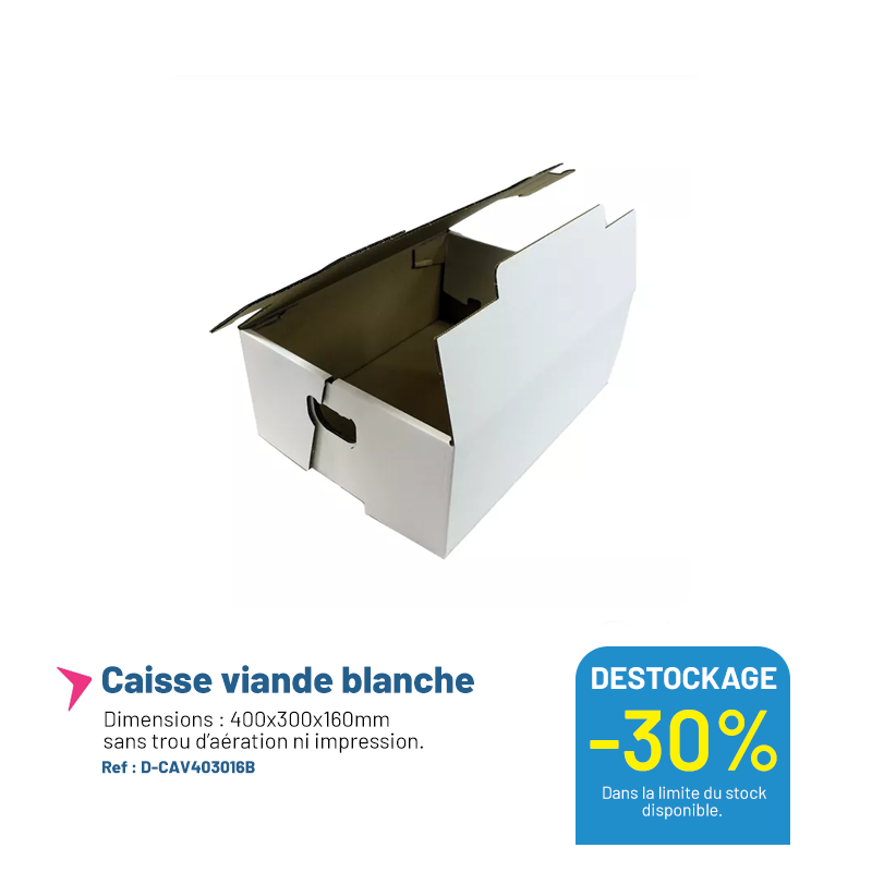 Caisse a viande en carton - 400x300x160mm - Lot de 100