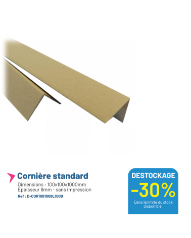 Cornière en carton compact - 35x35x1800mm - Lot de 50