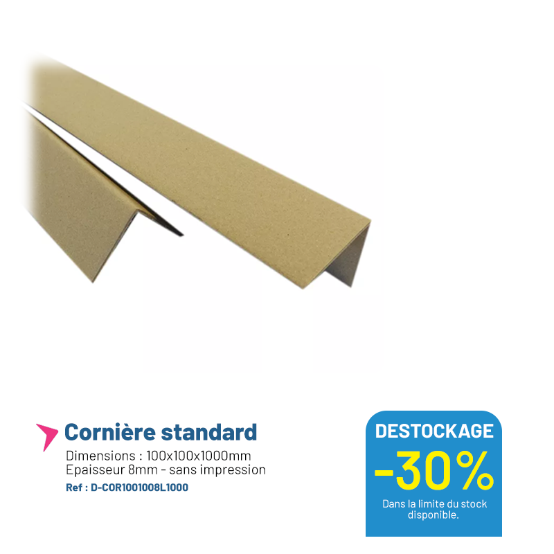 Cornière en carton compact - 35x35x1800mm - Lot de 50