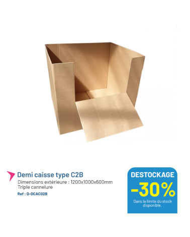 Conteneur carton palettisable C2B - Triple cannelure - 1200x1000x600mm