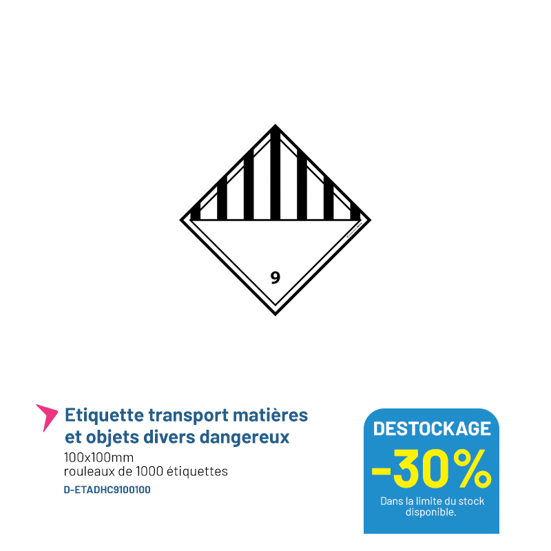 Etiquettes transport matières et objets divers dangereux