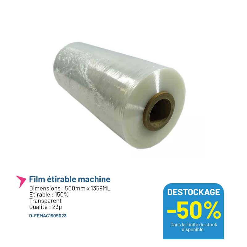 Film étirable machine 500mm - 150% - Neutre 23µ