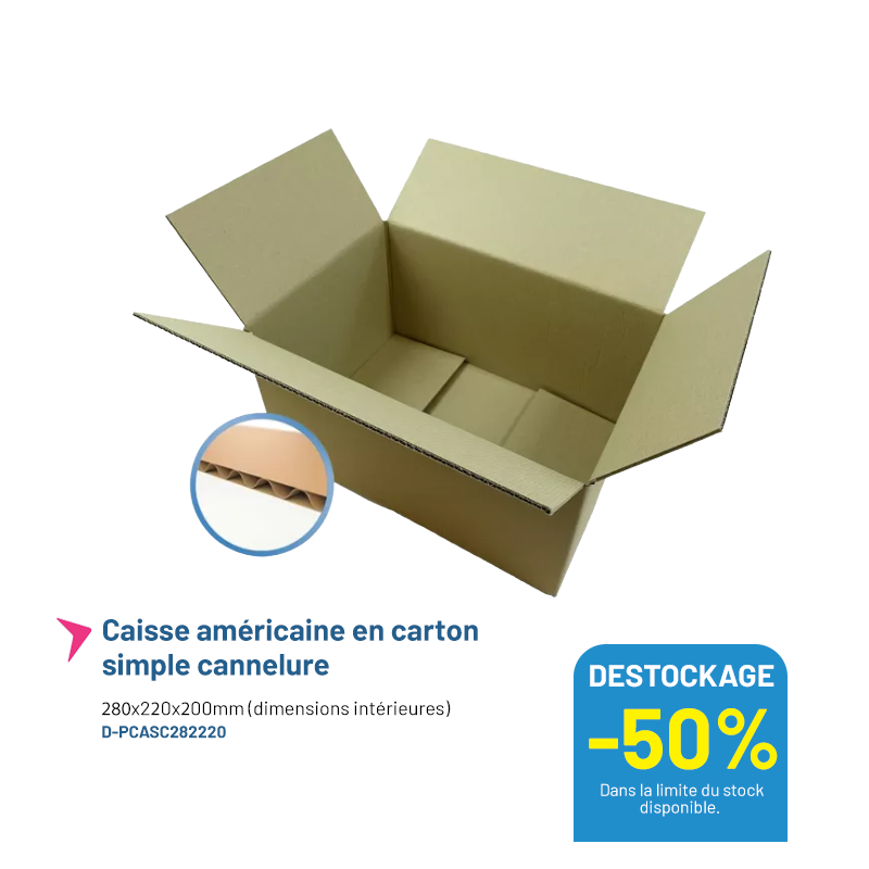 Caisse américaine en simple cannelure