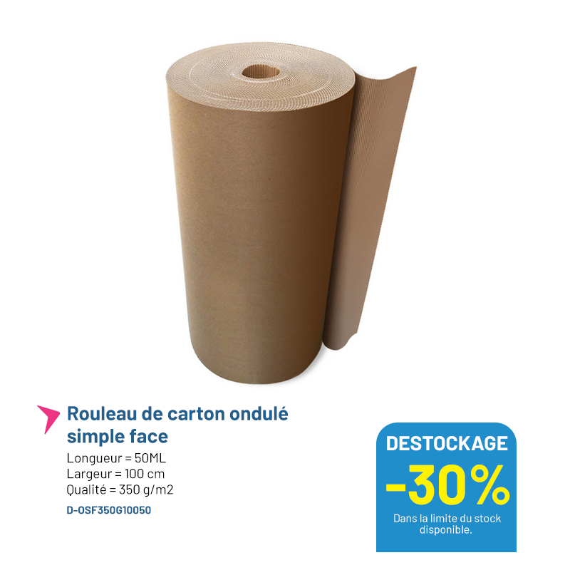Rouleau de carton ondulé simple face - 50MLx100cm