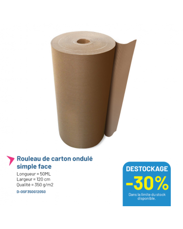 Rouleau de carton ondulé simple face - 50MLx120cm