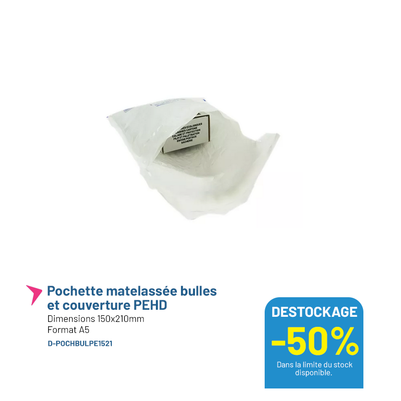 Pochette PEHD matelassée bulles - 150x210mm - Lot de 100