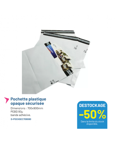 Pochette plastique opaque sécurisée 700x900mm - Lot de 100