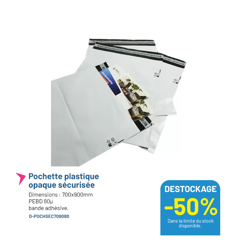 Pochette plastique opaque sécurisée 700x900mm - Lot de 100
