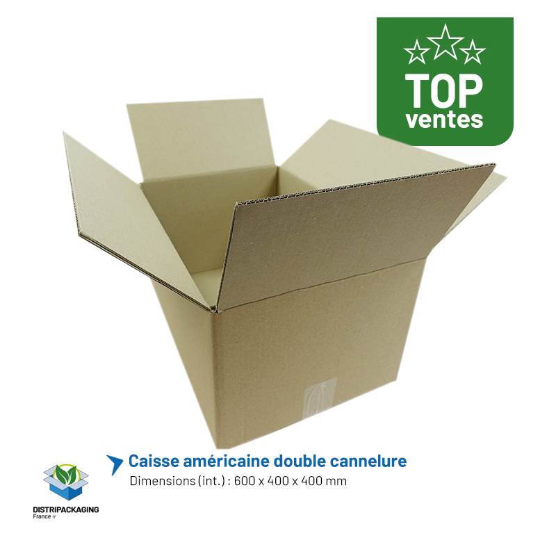 Caisse américaine double cannelure 600x400x400 mm - Lot de 20