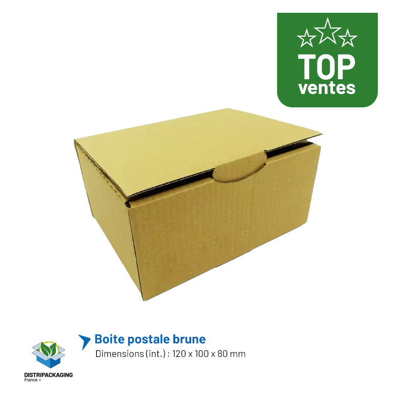 Boîte postale découpée brune 120x100x80 mm - Lot de 50