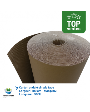 Carton ondulé simple face 50 m x 100 cm - 350 g/m²