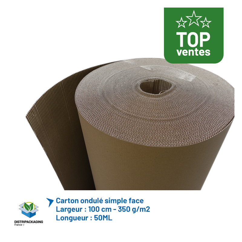 Carton ondulé simple face 50 m x 100 cm - 350 g/m²