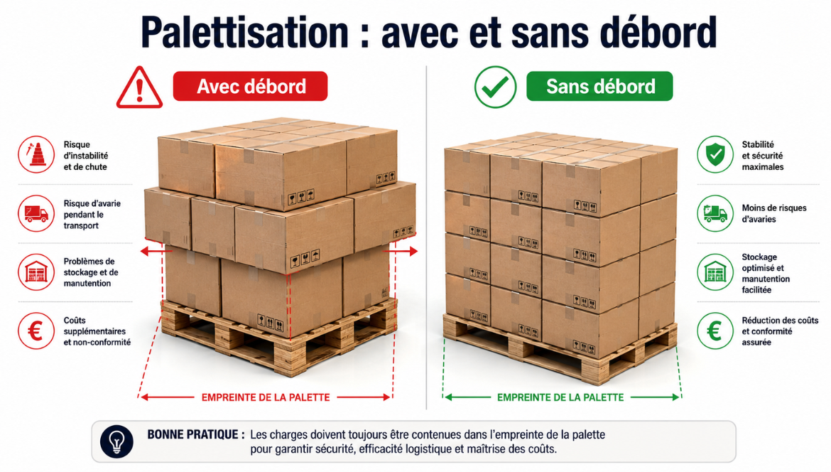 Caisse carton pour palette sans débord