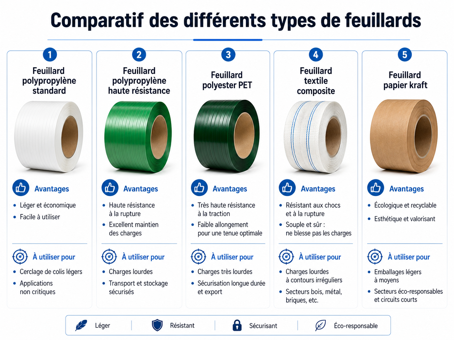Comparatif des différents types de feuillards de cerclage professionnels