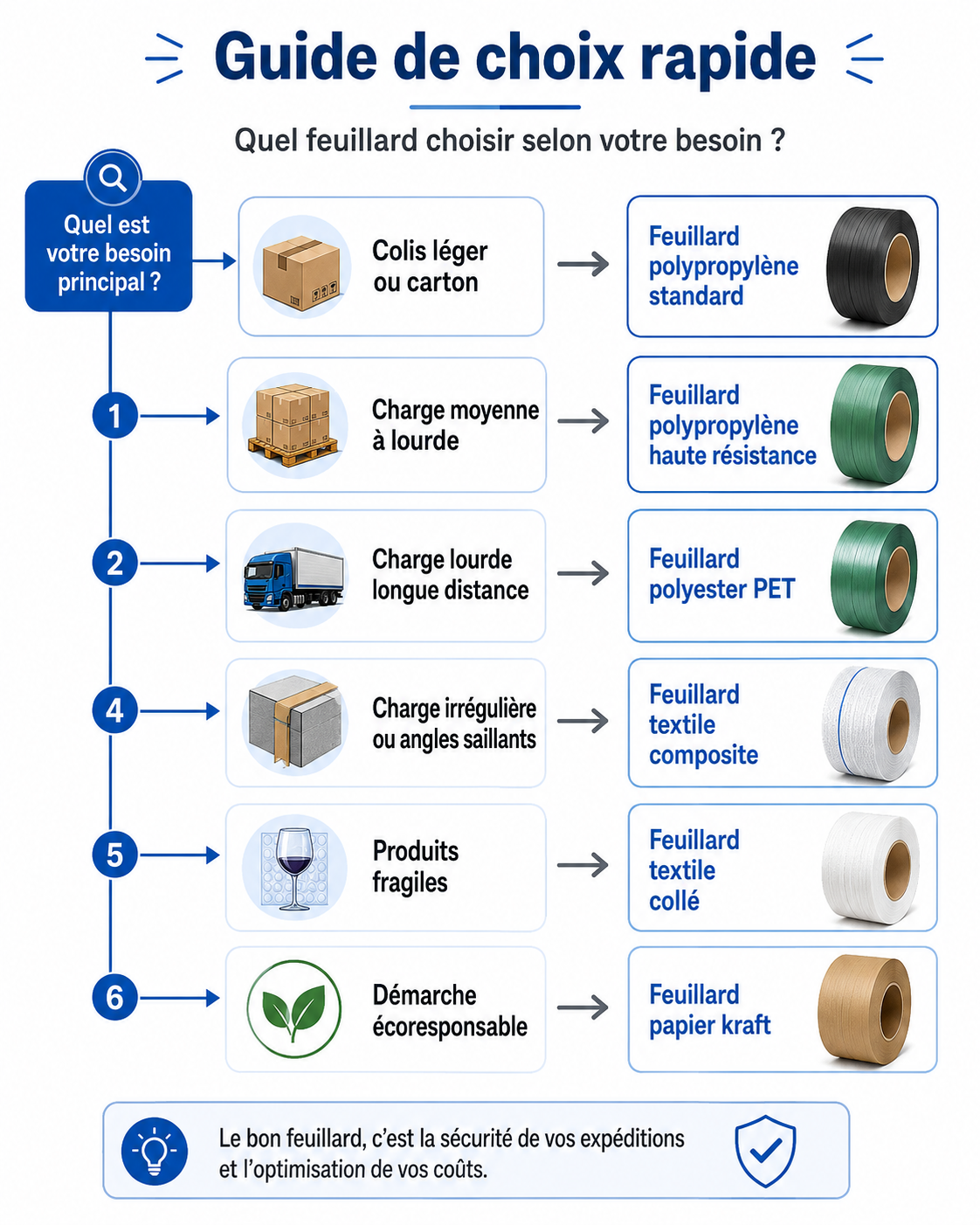 Guide de choix du feuillard de cerclage selon le type de charge